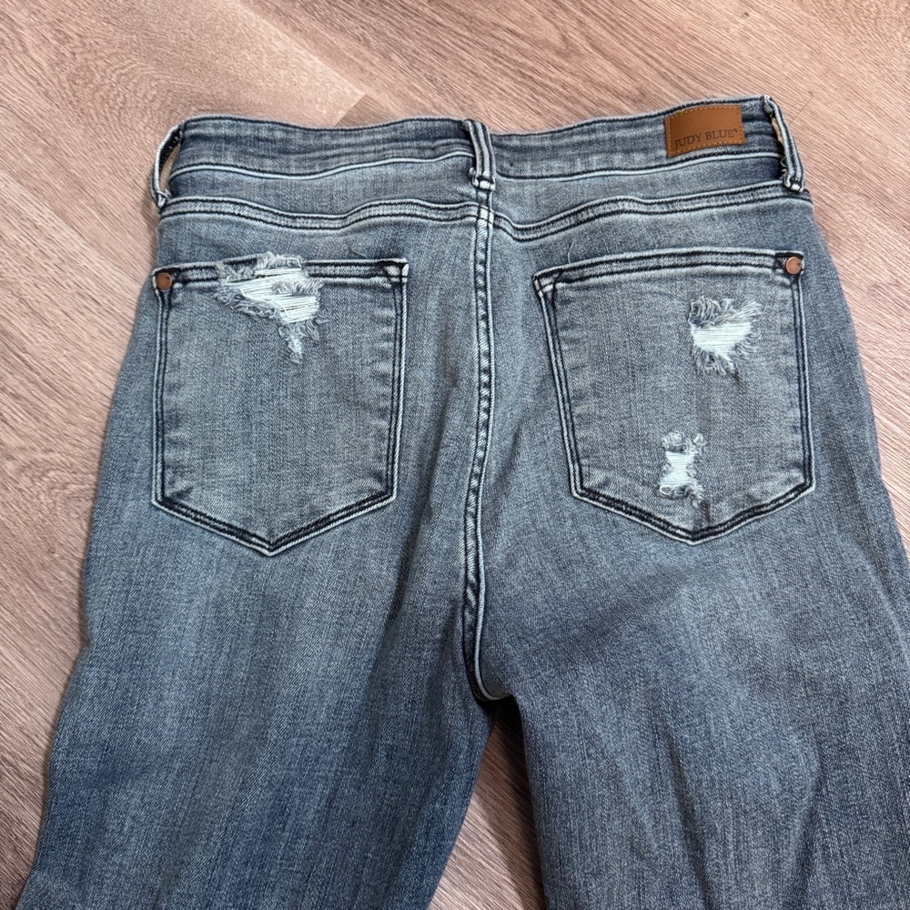 Judy Blue Straight Fit Jeans Denim 11 30 Distressed - Picture 6 of 8